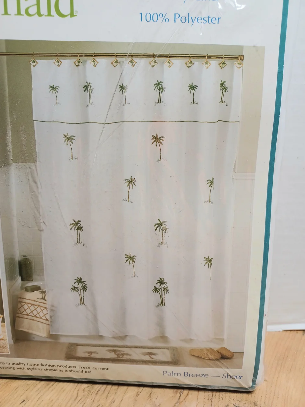 VTG 1990’s Springmaid Palm Breeze Sheer Shower Curtain Palm Trees 70x72